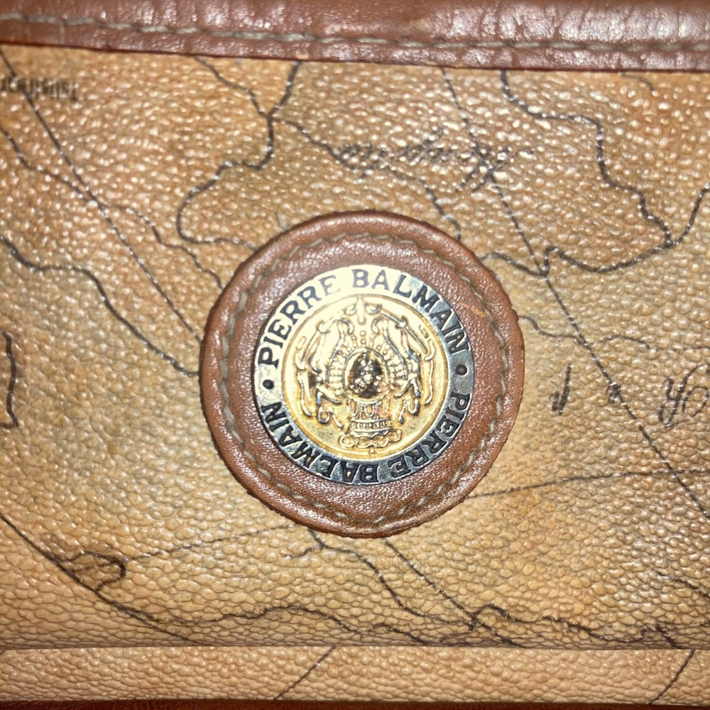 Pierre Balmain Map-Print Messenger Bag in Tan and Brown - Picture 2 of 11